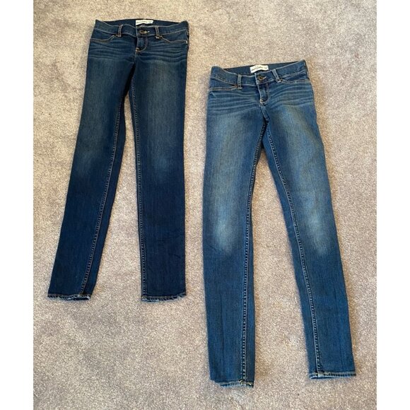 2 Pairs Abercrombie Kids 16 Slim Jeans Dark & Medium Wash Denim - Picture 1 of 11
